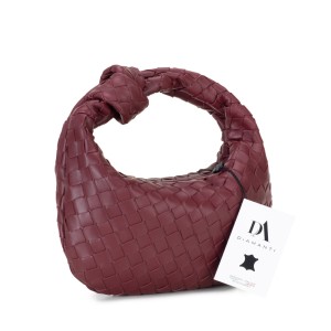 Geanta mica de mana, model impletit, din piele naturala DiAmanti Firenze Bordo Inchis